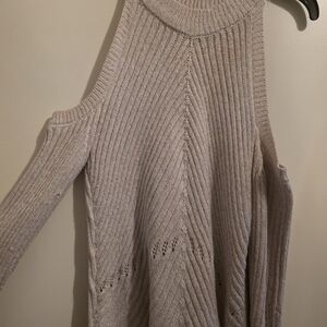 New York & Company Cowl Neck Cold Shoulder Sweater - Light Brown